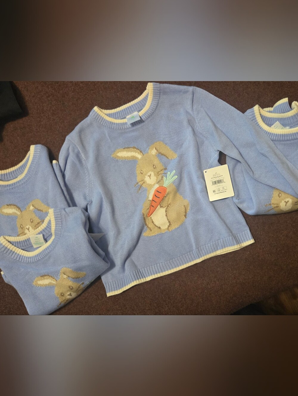 Lot Of 4 New Sweaters Bunny Rabbit 12m, 18m, 4T And 5T All New With Tags